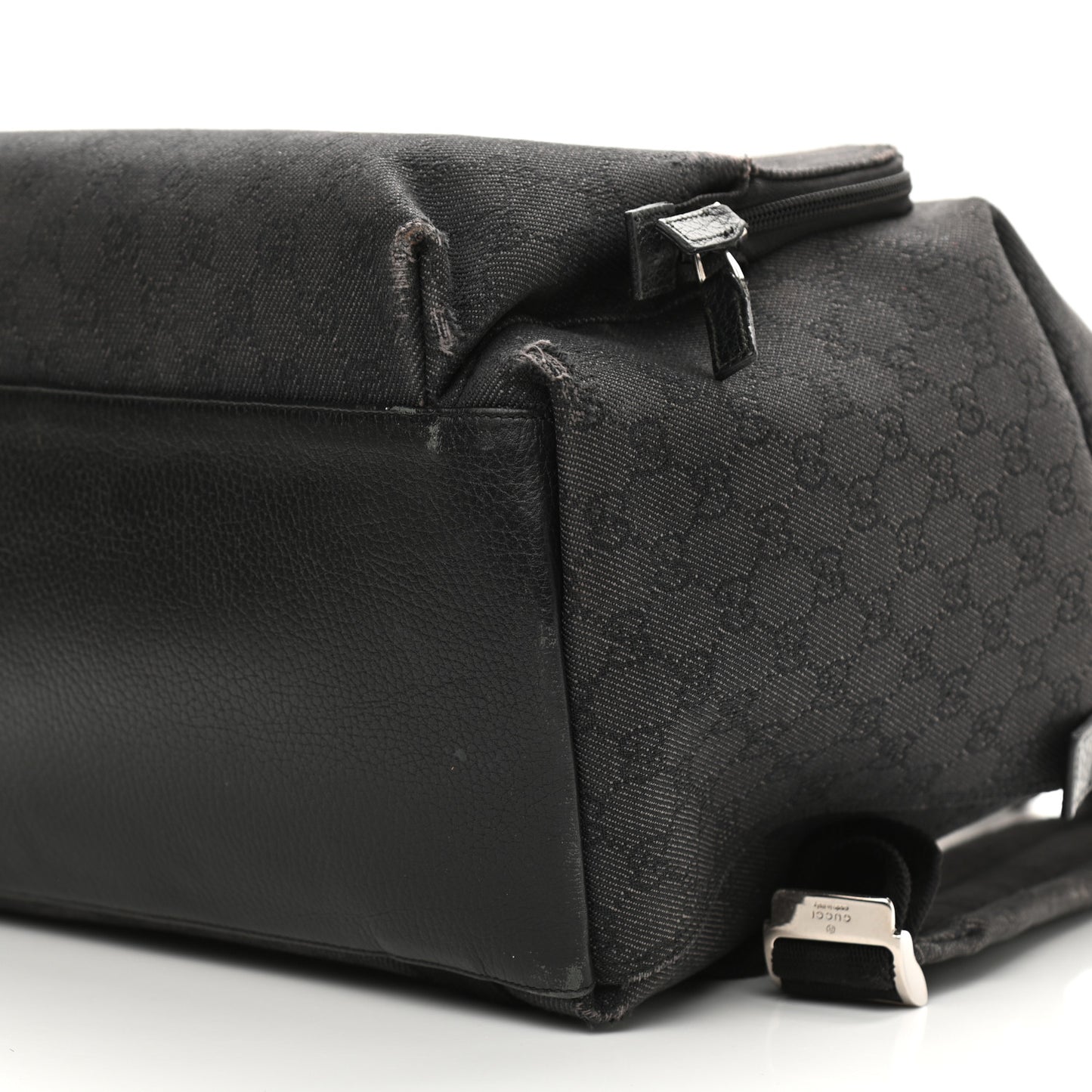 Denim Monogram Medium Backpack Black