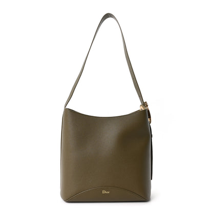 Christian Dior Grained Calfskin Medium Medaillon Bucket Bag Khaki 2 of 20