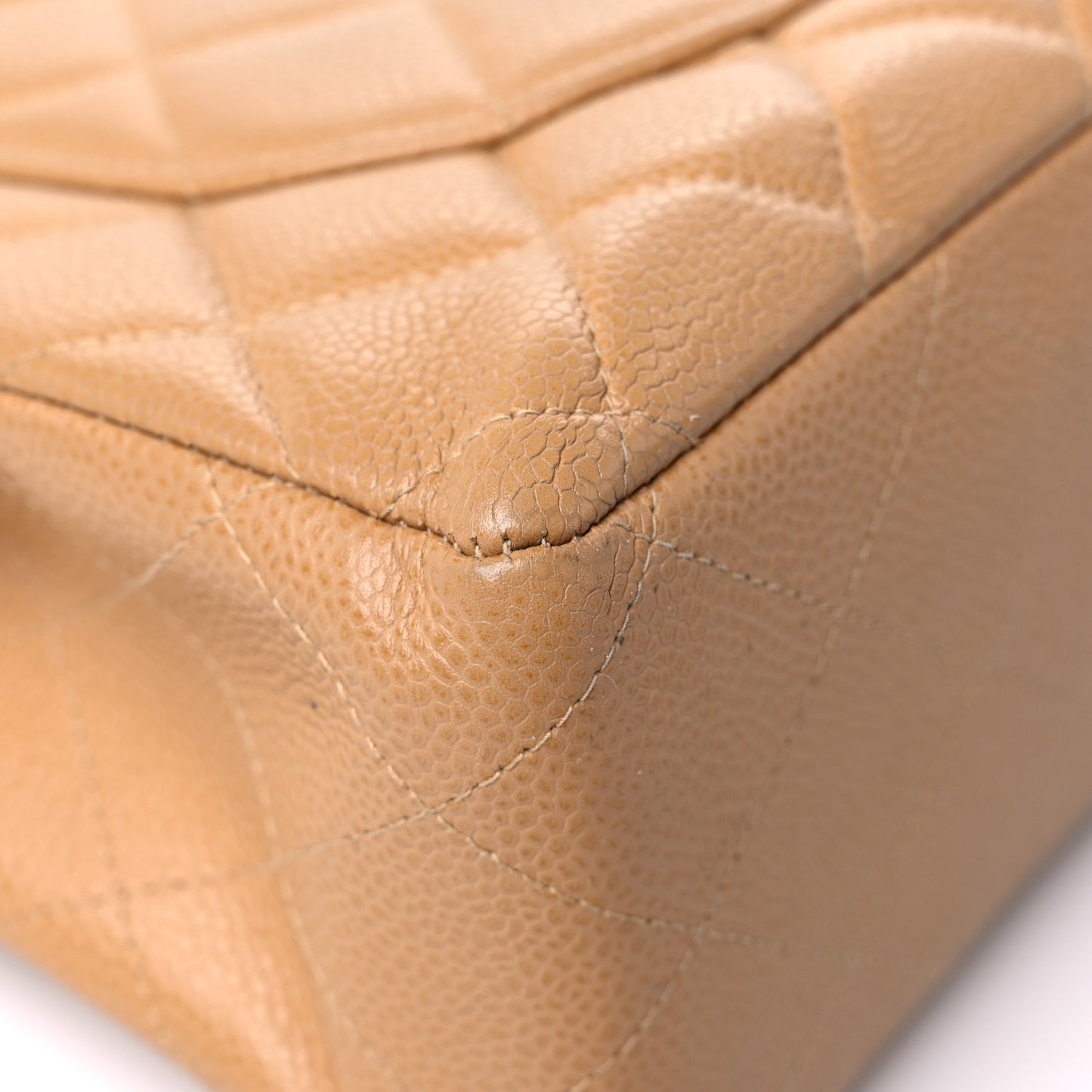 Caviar Quilted Jumbo Single Flap Beige