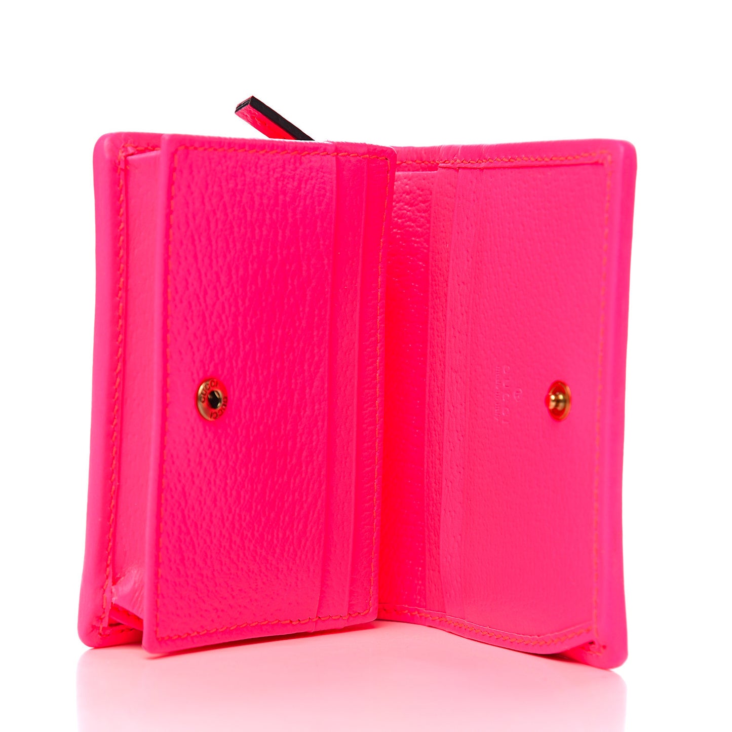 Calfskin Flora Print Zumi Card Case Fuxia Fluo