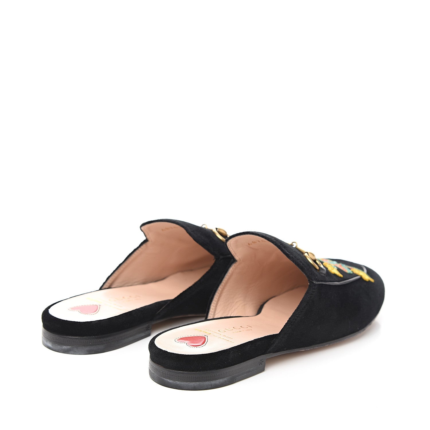 Gucci Velvet Frog Embroidered Womens Princetown Slippers 36.5 Black 4 of 11