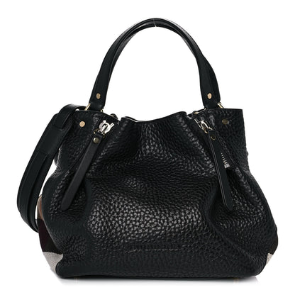 Burberry Grainy Calfskin House Check Small Maidstone Black 1 of 10