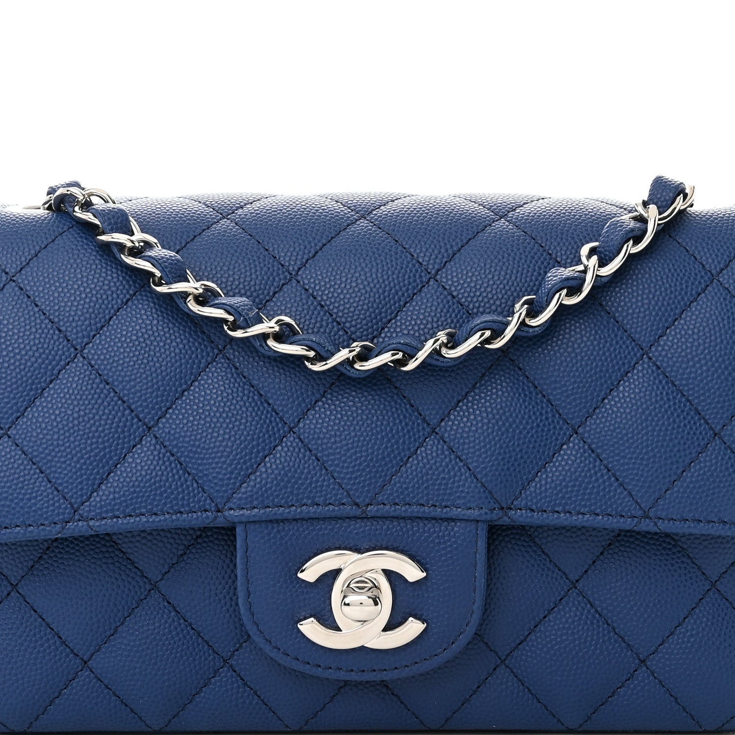 Chanel Caviar Quilted Mini Rectangular Flap Blue 8 of 11