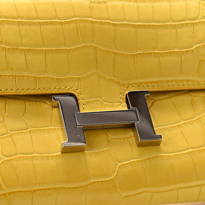 Hermes Matte Alligator Constance Long Wallet Jaune Ambre 10 of 10