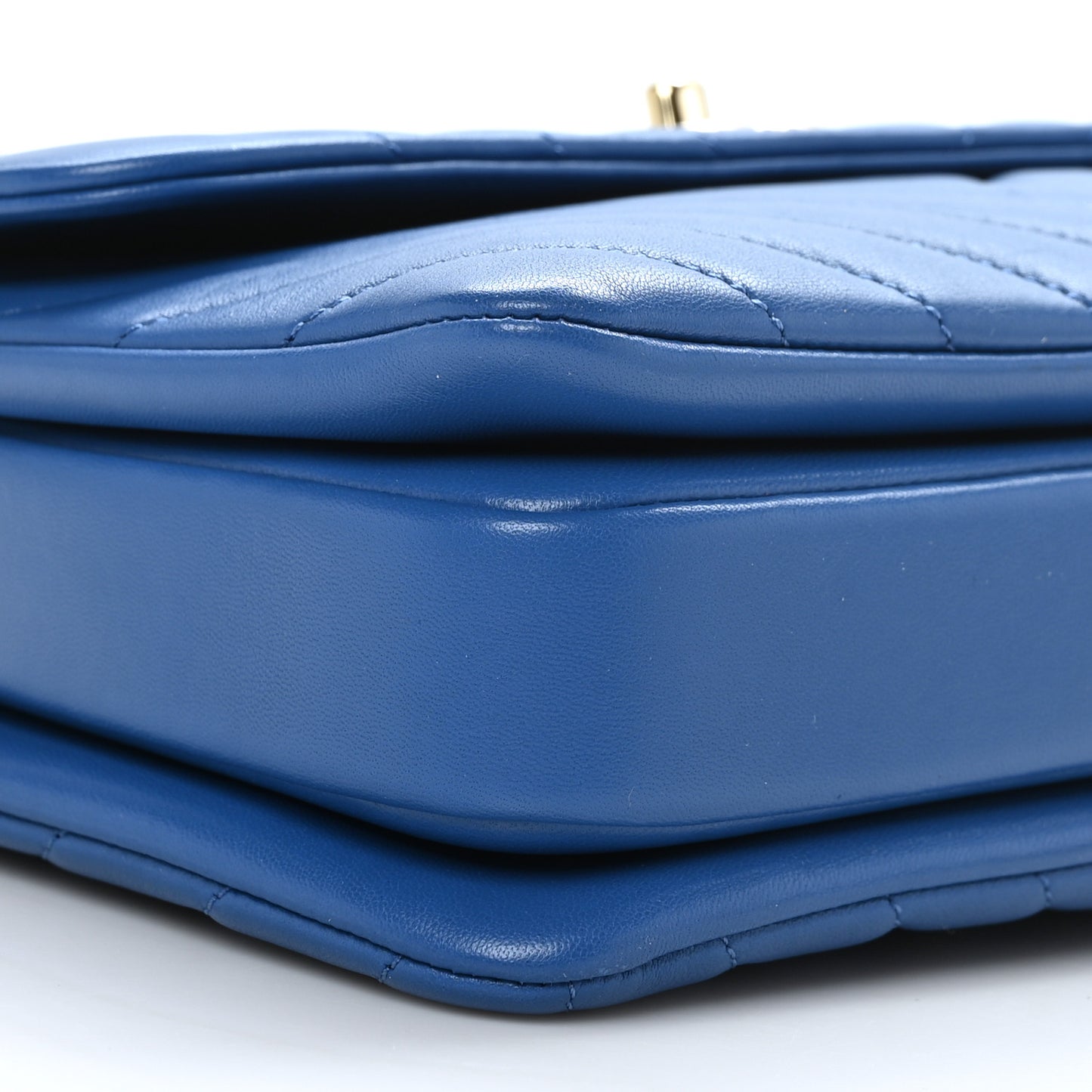 Lambskin Chevron Quilted Small Trendy CC Dual Handle Flap Bag Blue