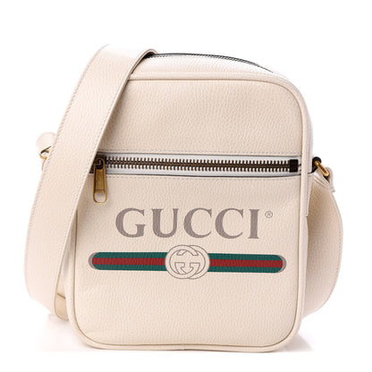 Gucci Grained Calfskin Logo Messenger Bag White 1 of 9