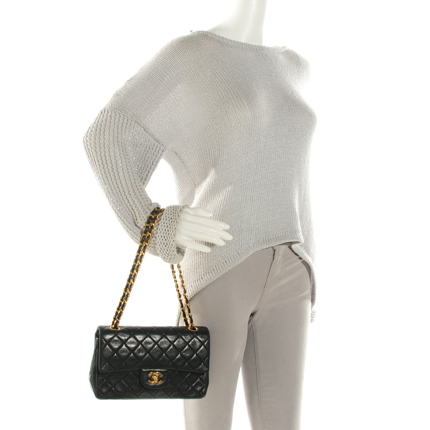 Lambskin Quilted Small Double Flap Black