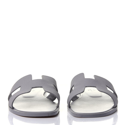 Hermes Epsom Oran Sandals 37.5 Bleu Glacier 2 of 11