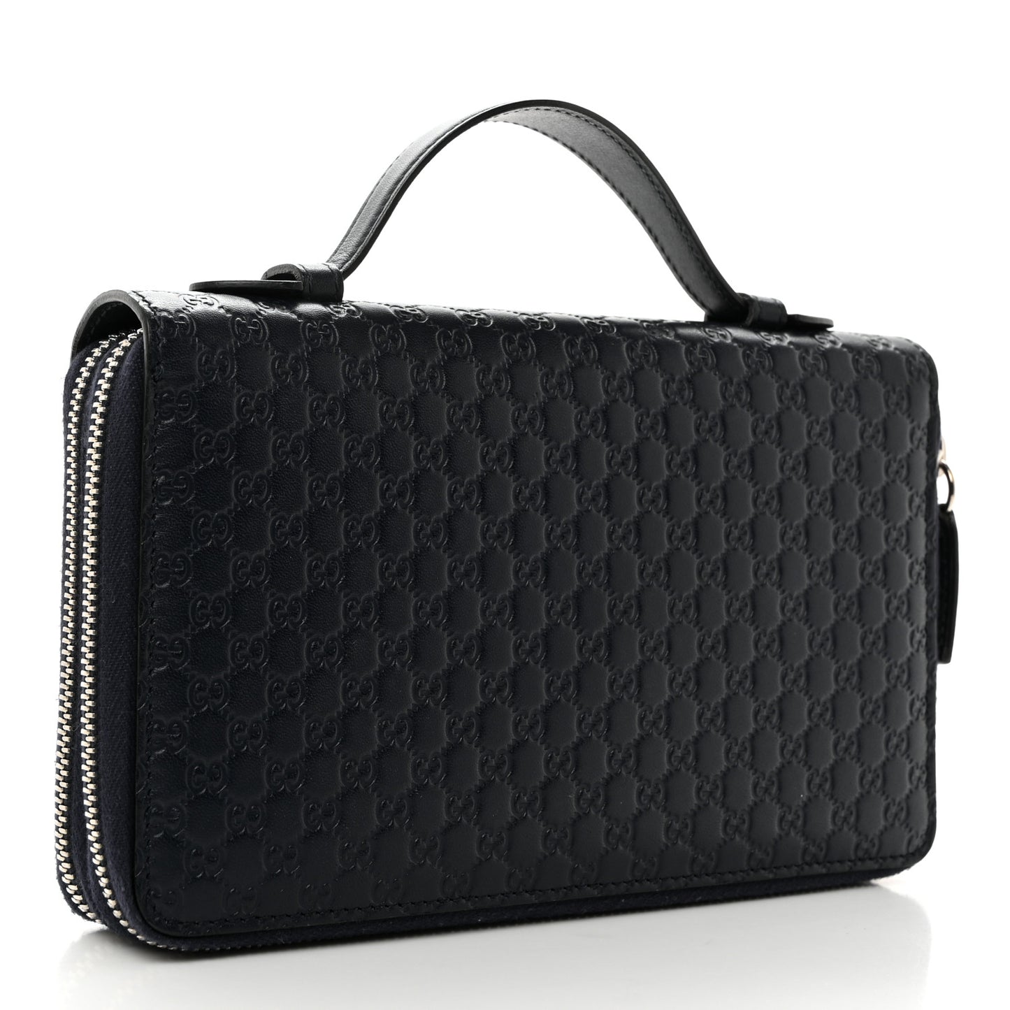 Microguccissima Zip Around Top Handle Travel Wallet Navy