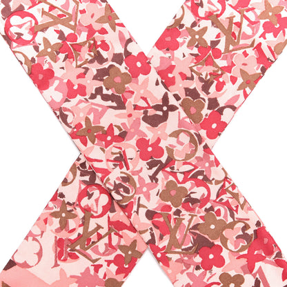 Louis Vuitton Silk Monogram Watercolor Fleur Arty Bandeau Pale Pink 4 of 5