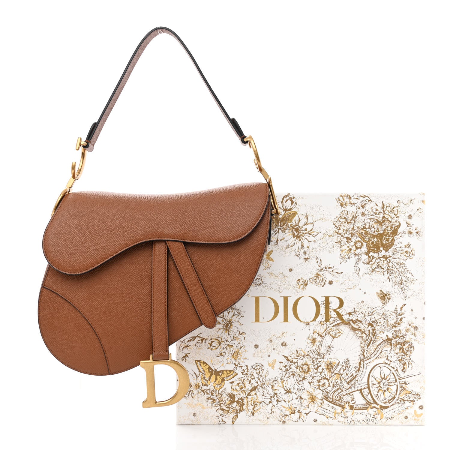 Christian Dior Grained Calfskin Saddle Bag Camello 11 of 11