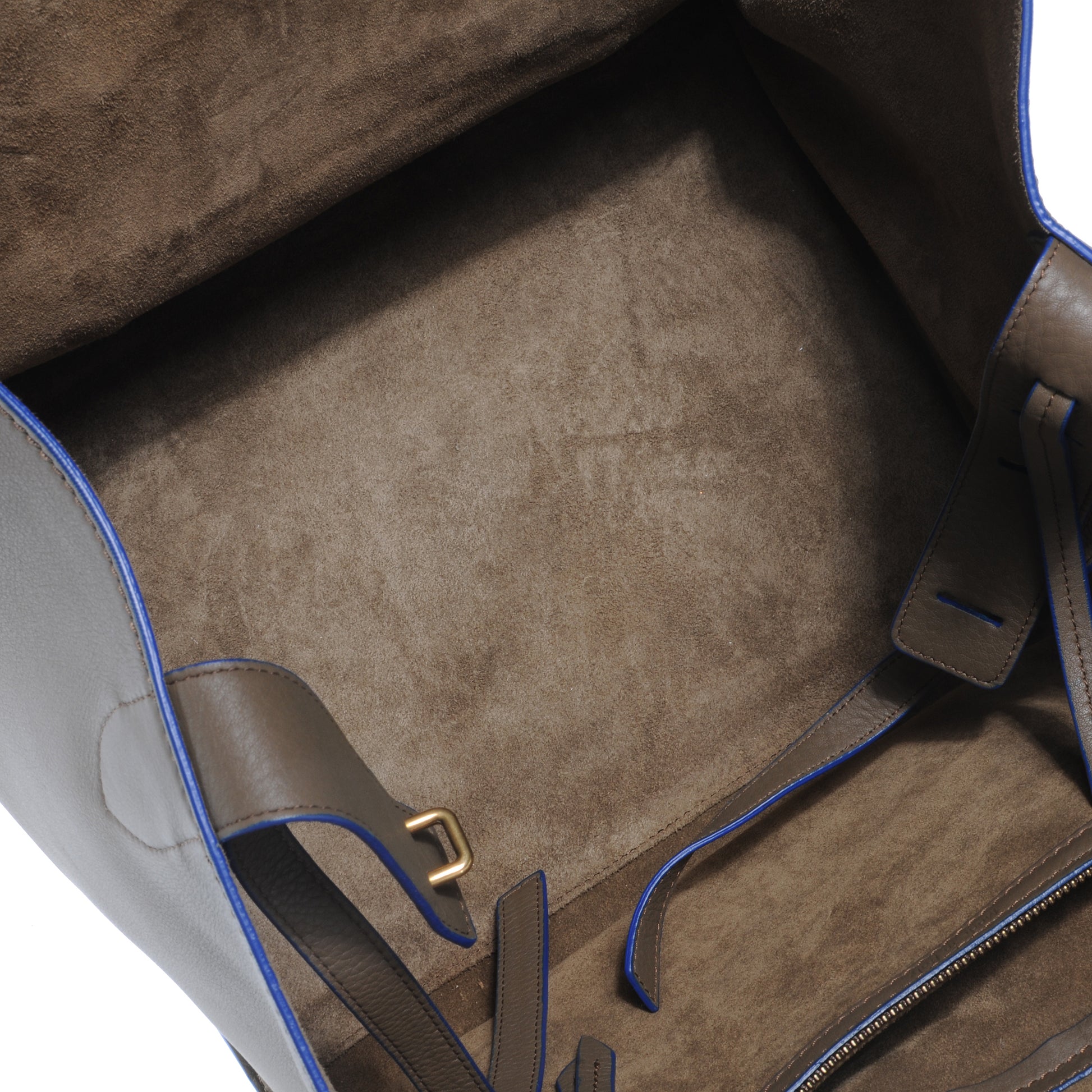 Celine Smooth Calfskin Medium Phantom Luggage Khaki Cobalt Trim 7 of 17