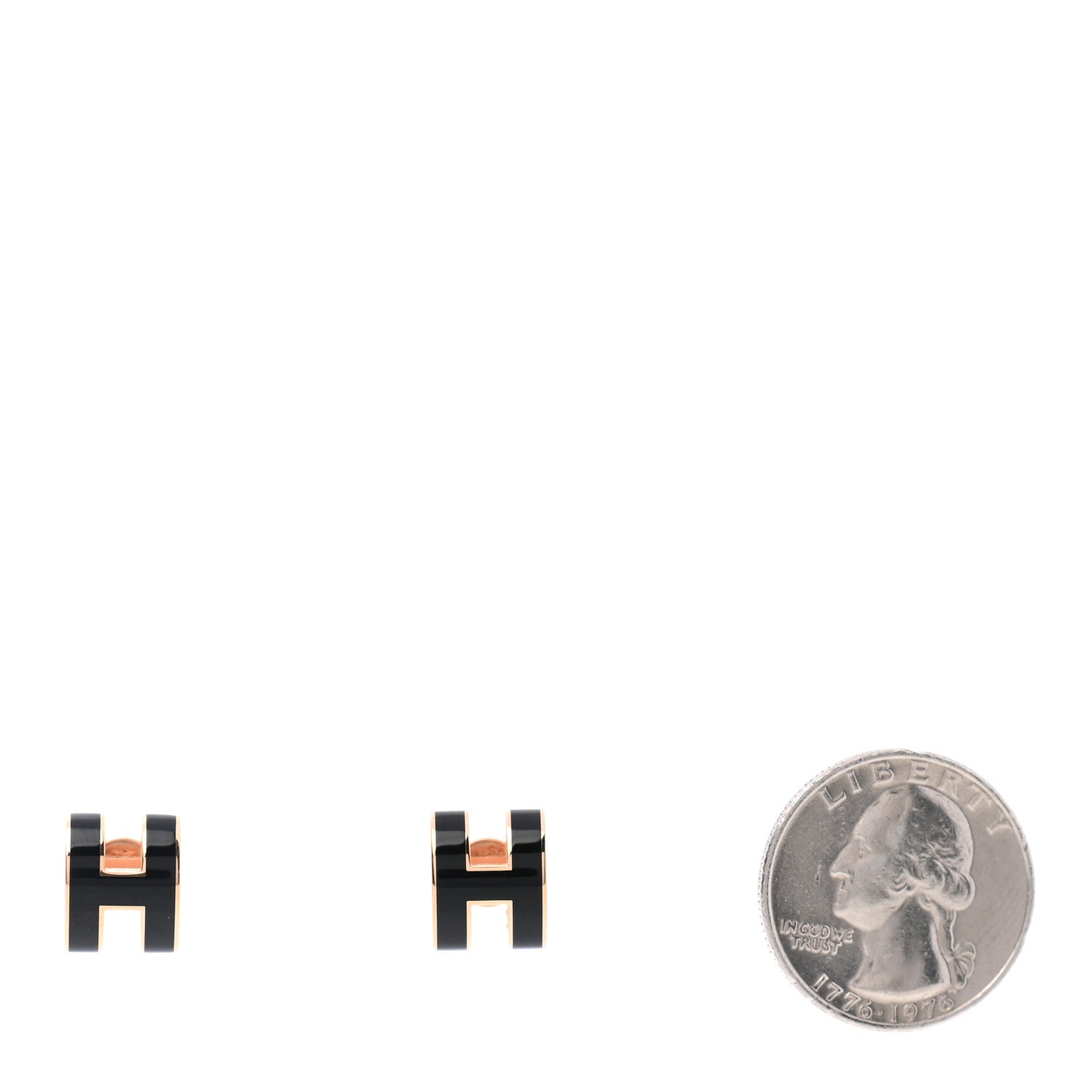 Hermes Rose Gold Lacquered Pop H Earrings Black 2 of 8