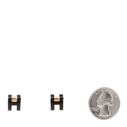 Hermes Rose Gold Lacquered Pop H Earrings Black 2 of 8