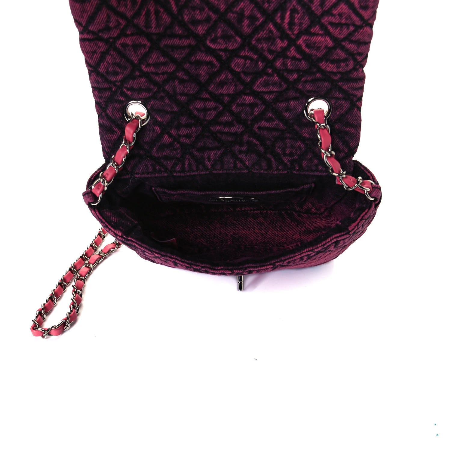 Chanel Washed Denim Quilted Small Denimpression Flap Red Black 5 of 12