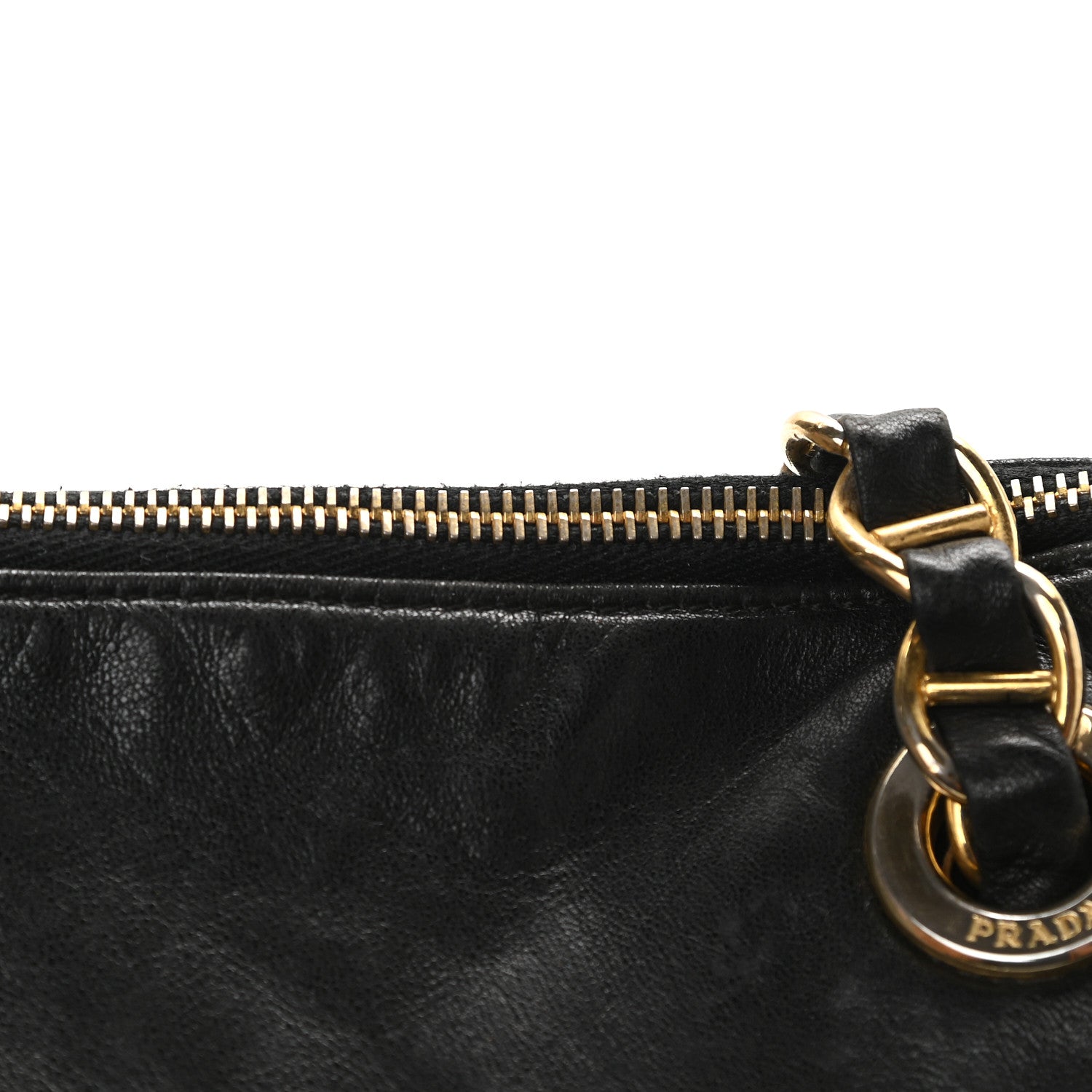 Prada Tessuto Nylon Glace Calf Logo Shoulder Bag Black 10 of 12