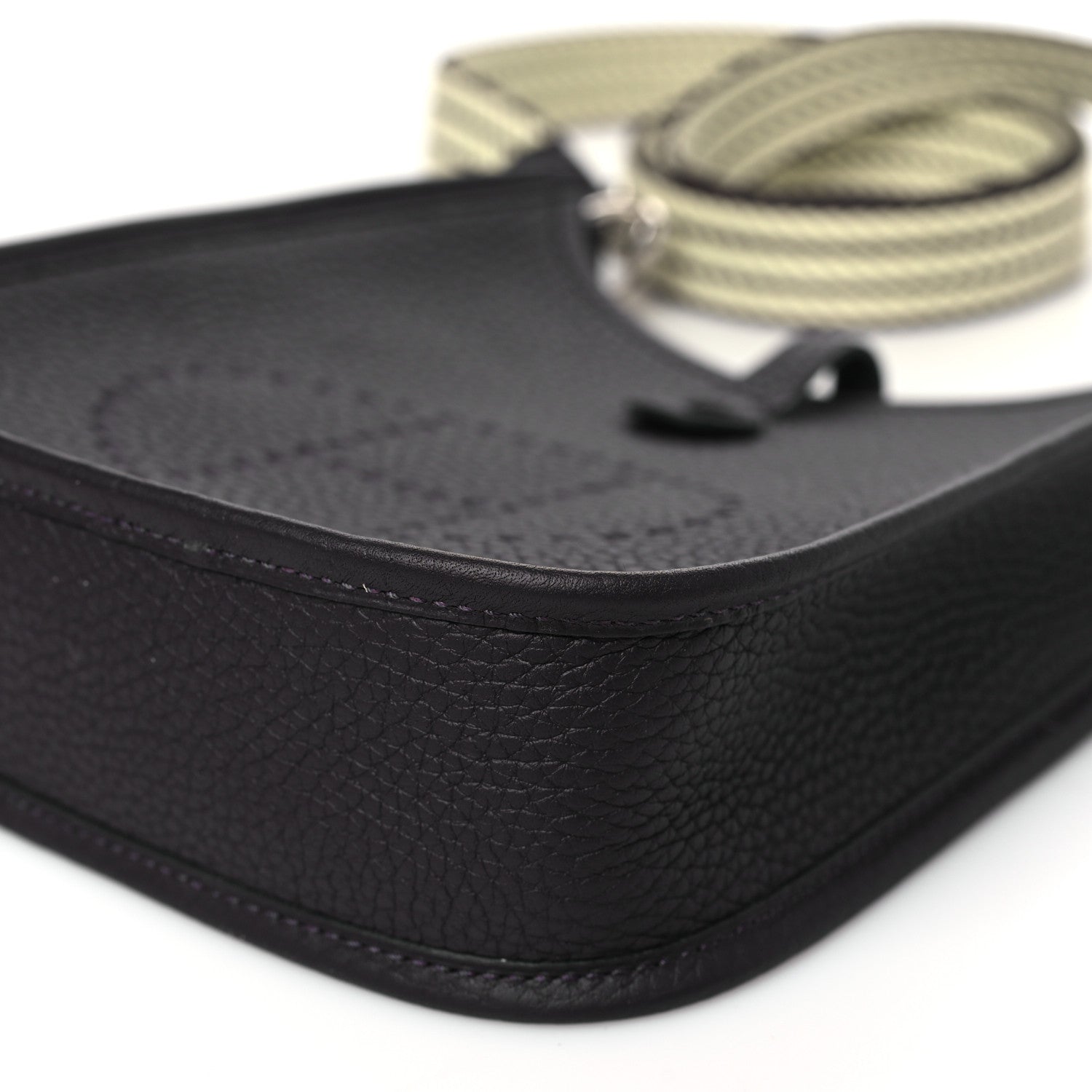 Hermes Taurillon Clemence Evelyne Sangle Cordage TPM Prunoir Jaune Milton 10 of 11