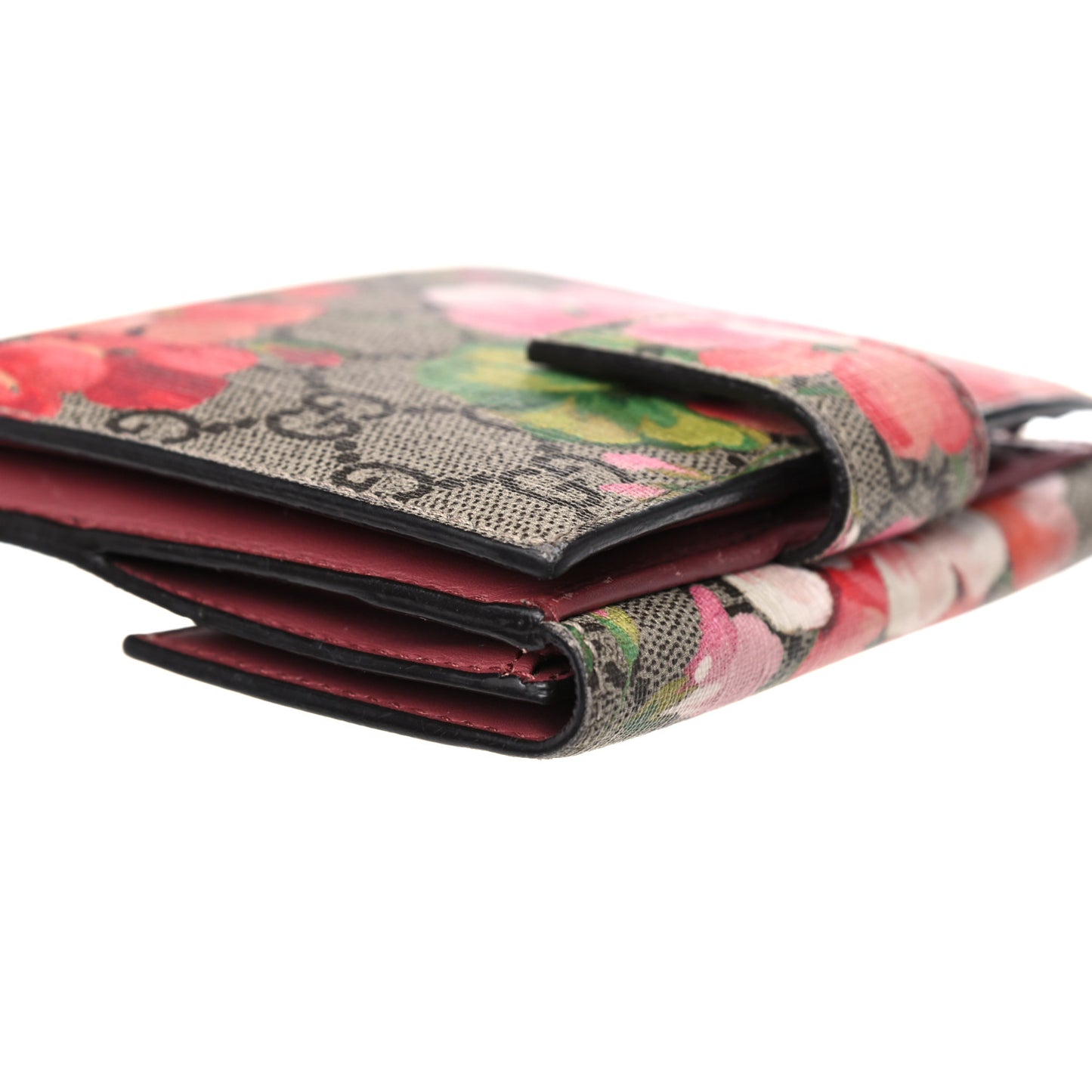 GG Supreme Monogram Blooms French Flap Wallet Beige Multicolor Dry Rose