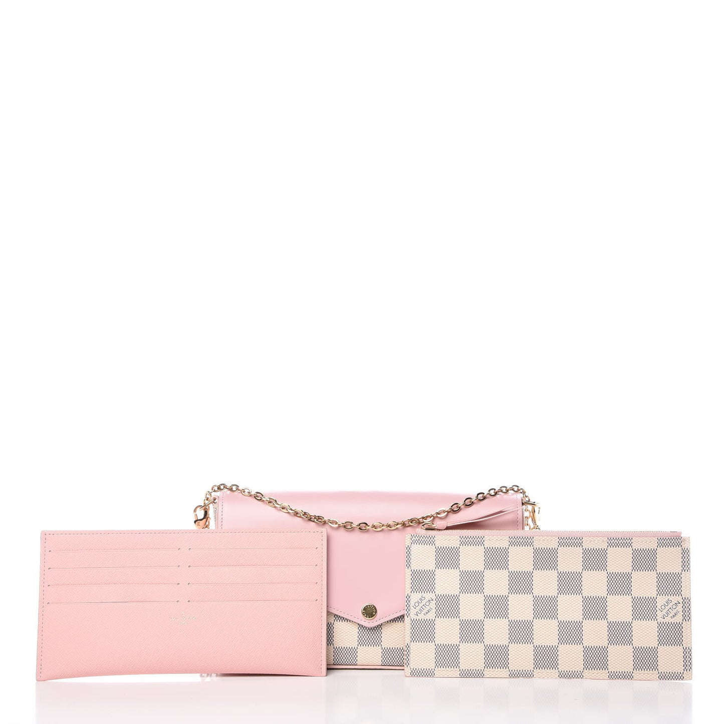 Damier Azur Calfskin Pochette Felicie Eau de Rose