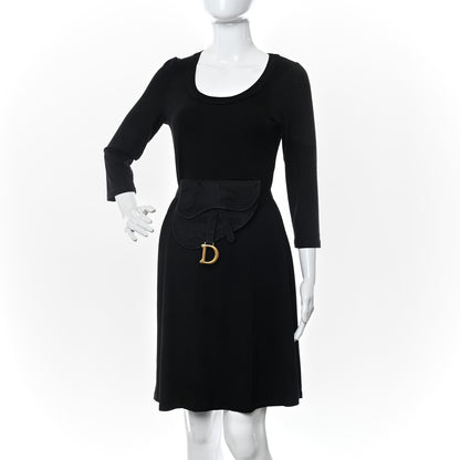 Christian Dior Canvas Embroidered Camouflage Saddle Belt Bag Black 3 of 8