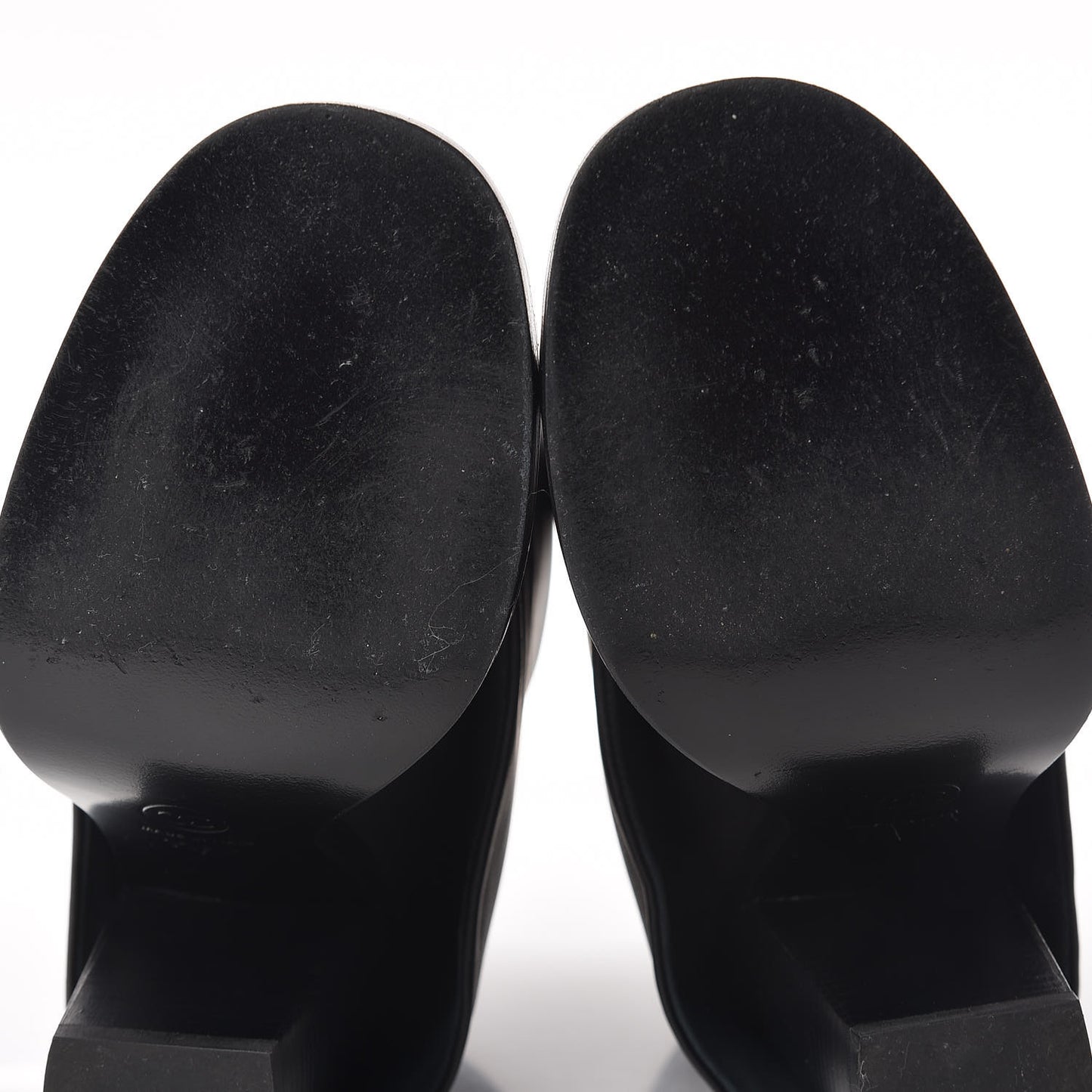 Calfskin CC Cap Toe Fold Over Boots 36.5 Black