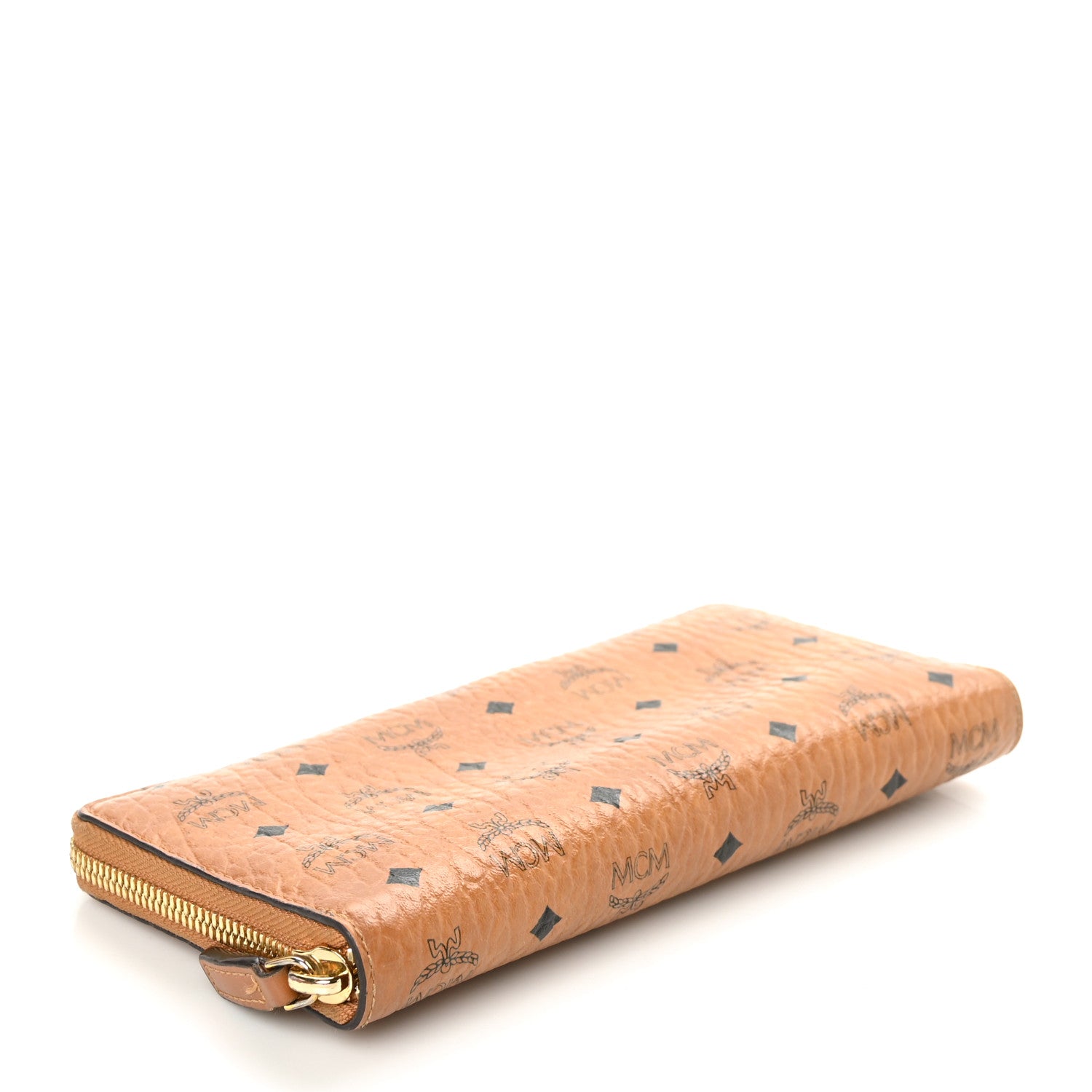 MCM Visetos Large Zip Around Wallet Cognac 4 of 7