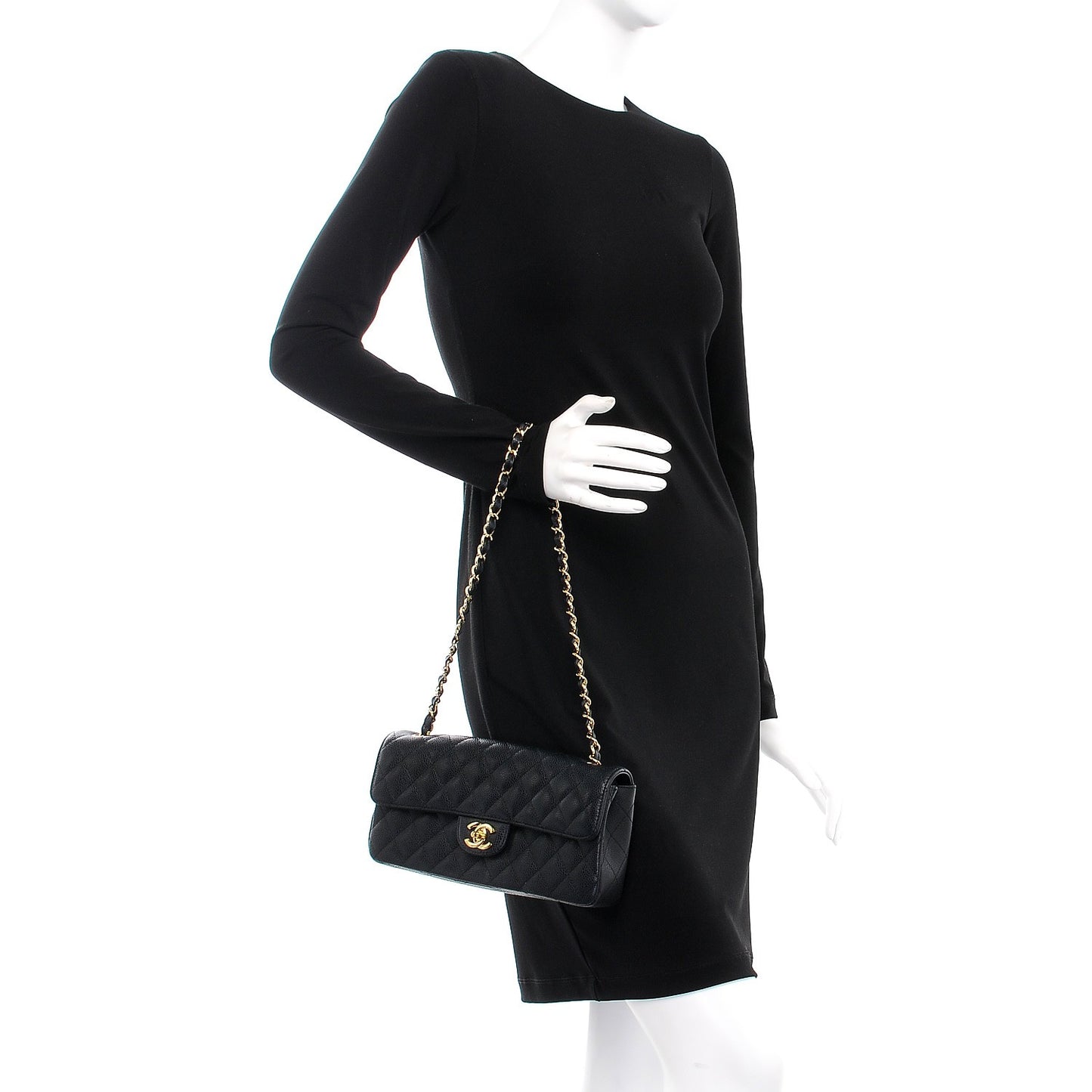 Caviar Quilted East West Flap Black