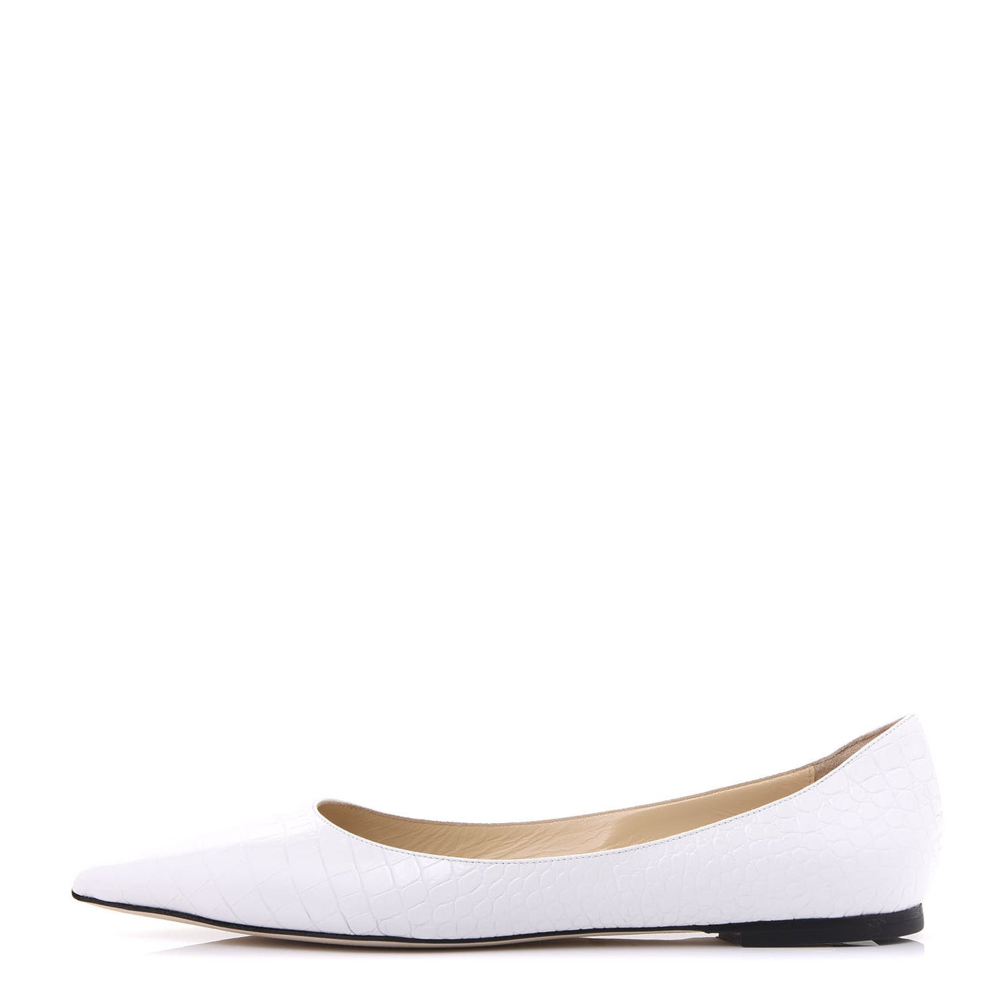Calfskin Crocodile Embossed Love Flats 40 Latte