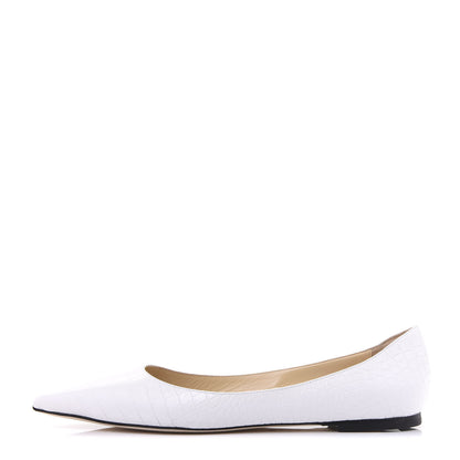 Jimmy Choo Calfskin Crocodile Embossed Love Flats 40 Latte 1 of 8