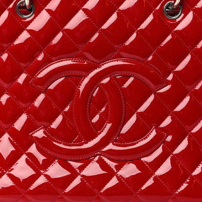Chanel Patent Quilted Grand Shopping Tote GST Red 7 of 11