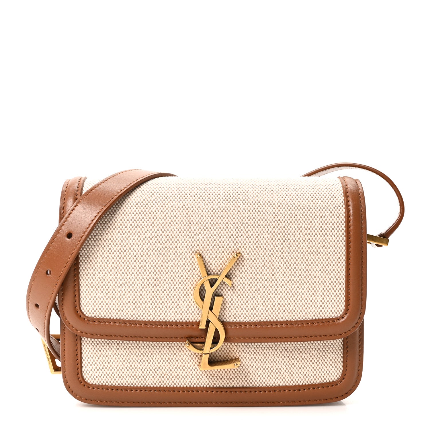 Saint Laurent Canvas Calfskin Small Solferino Satchel Beige Brick 1 of 10