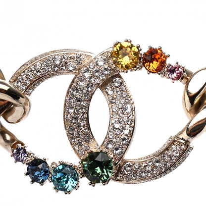 Chanel Chain Crystal Over The Rainbow CC Choker Necklace Gold Multicolor 4 of 5