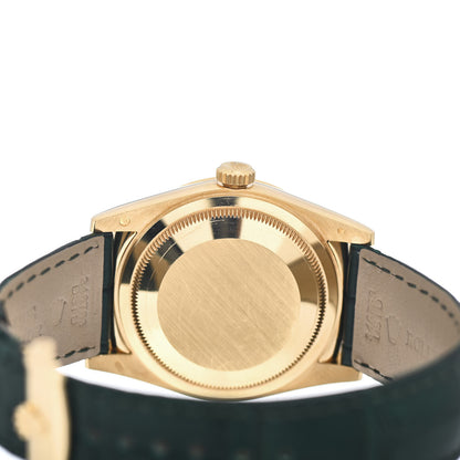 Rolex 18K Yellow Gold Alligator 36mm Oyster Perpetual Day-Date Watch Green 118138 4 of 5