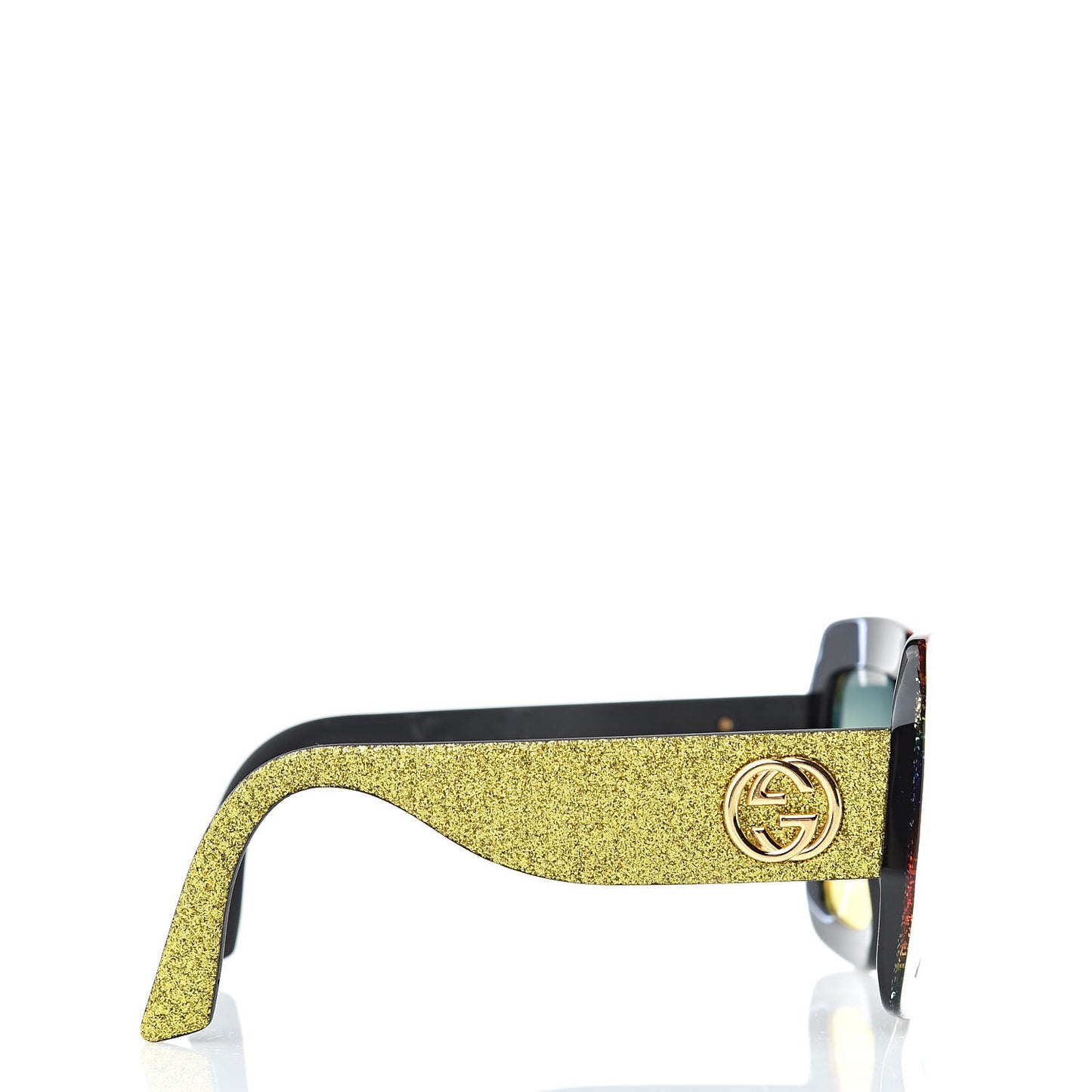 Square Frame GG0102S Sunglasses Glitter Gold Multi