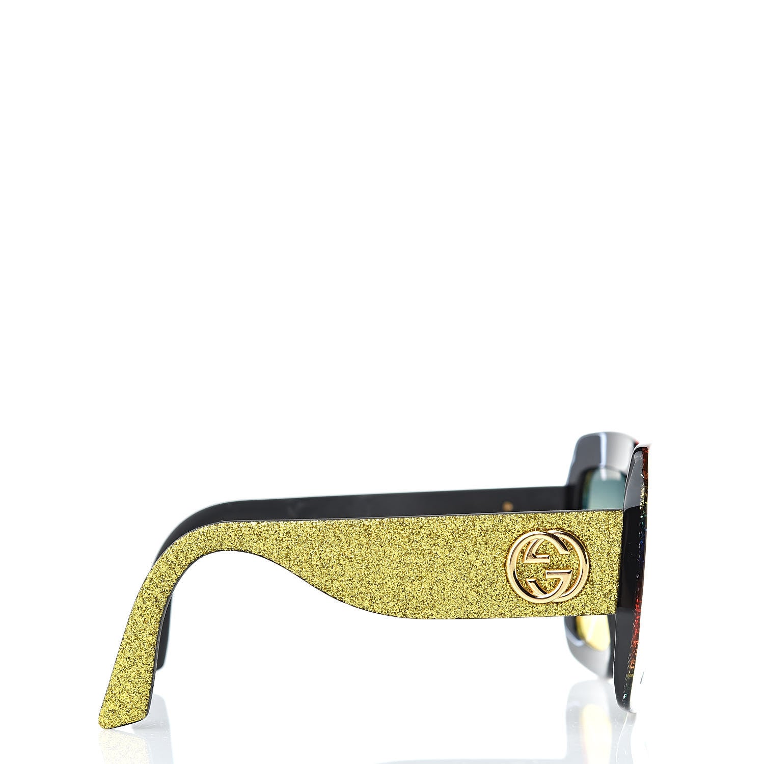 Gucci Square Frame GG0102S Sunglasses Glitter Gold Multi 3 of 8