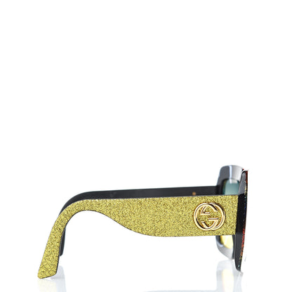 Gucci Square Frame GG0102S Sunglasses Glitter Gold Multi 3 of 8