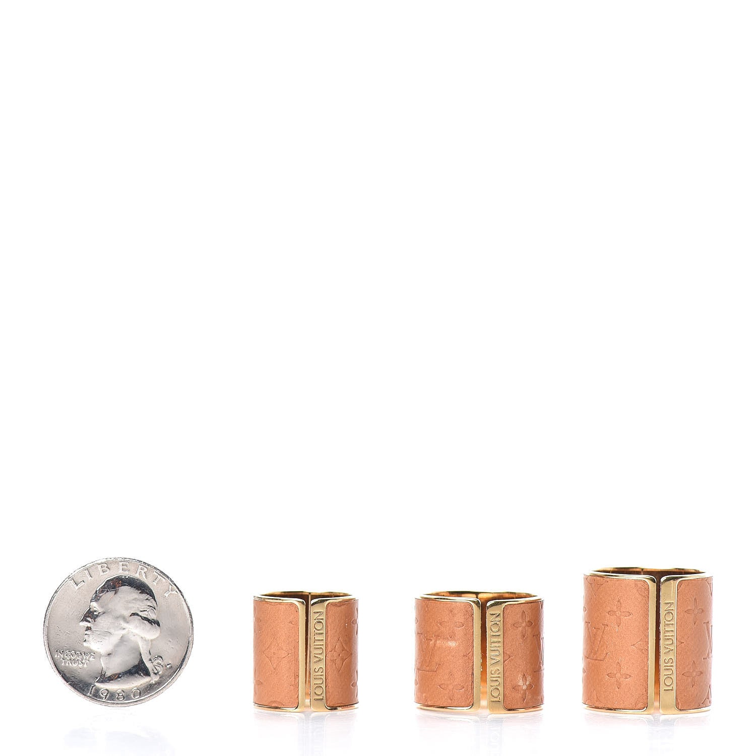 Louis Vuitton Calfskin Monogram Embossed Skin 3 Ring Set M 2 of 3