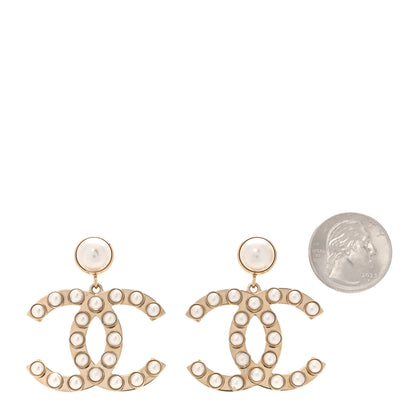 Chanel Pearl Large CC Drop Earrings Gold 2 of 4