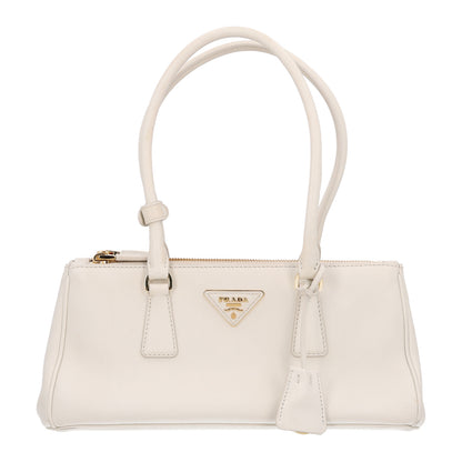 Prada Soft Grain Medium East West Galleria Double Zip Bag White 1 of 9