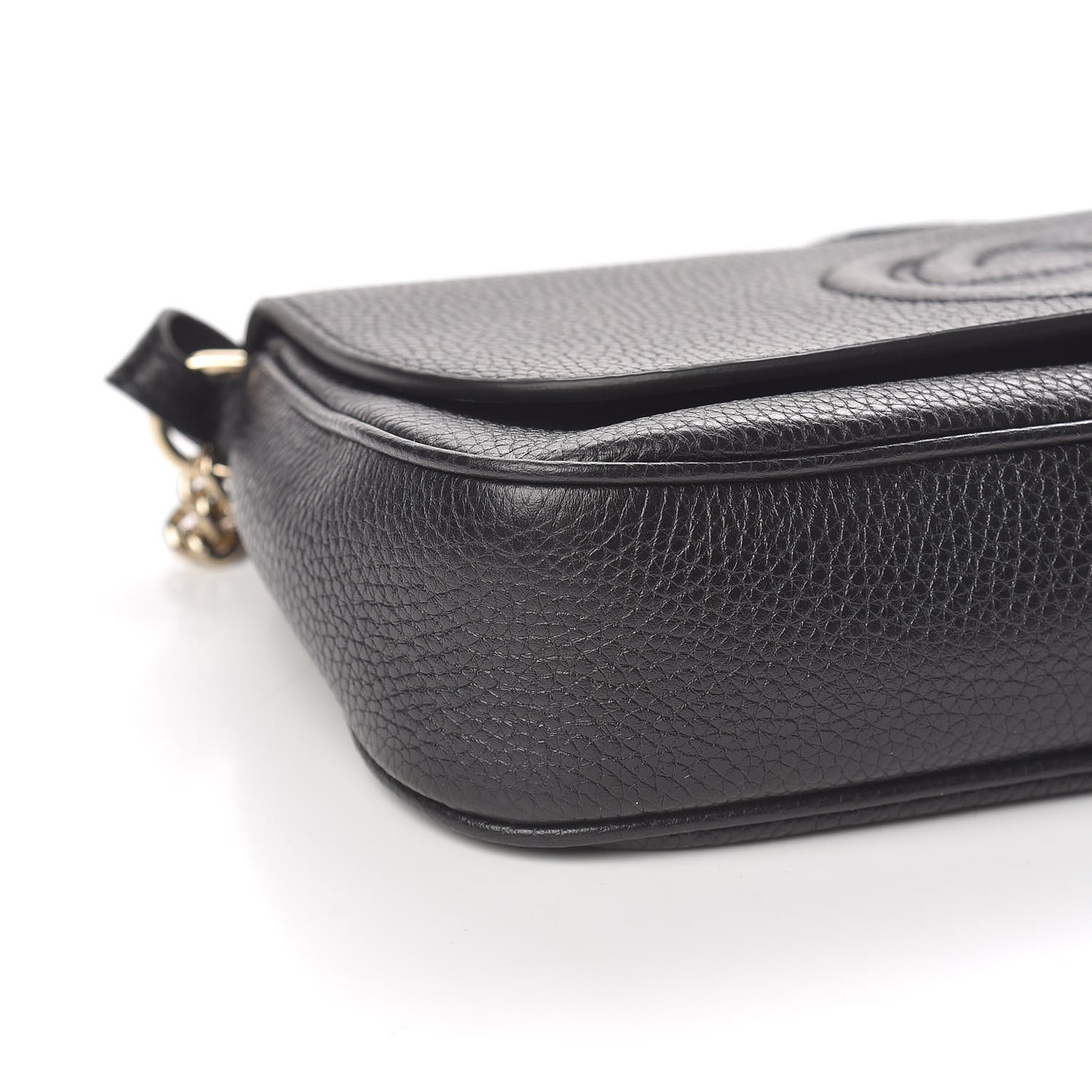 Pebbled Calfskin Medium Soho Flap Crossbody Black