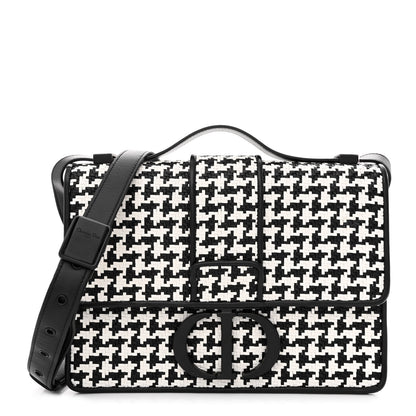 Christian Dior Lambskin Houndstooth Braided 30 Montaigne Flap Bag Black White 1 of 10