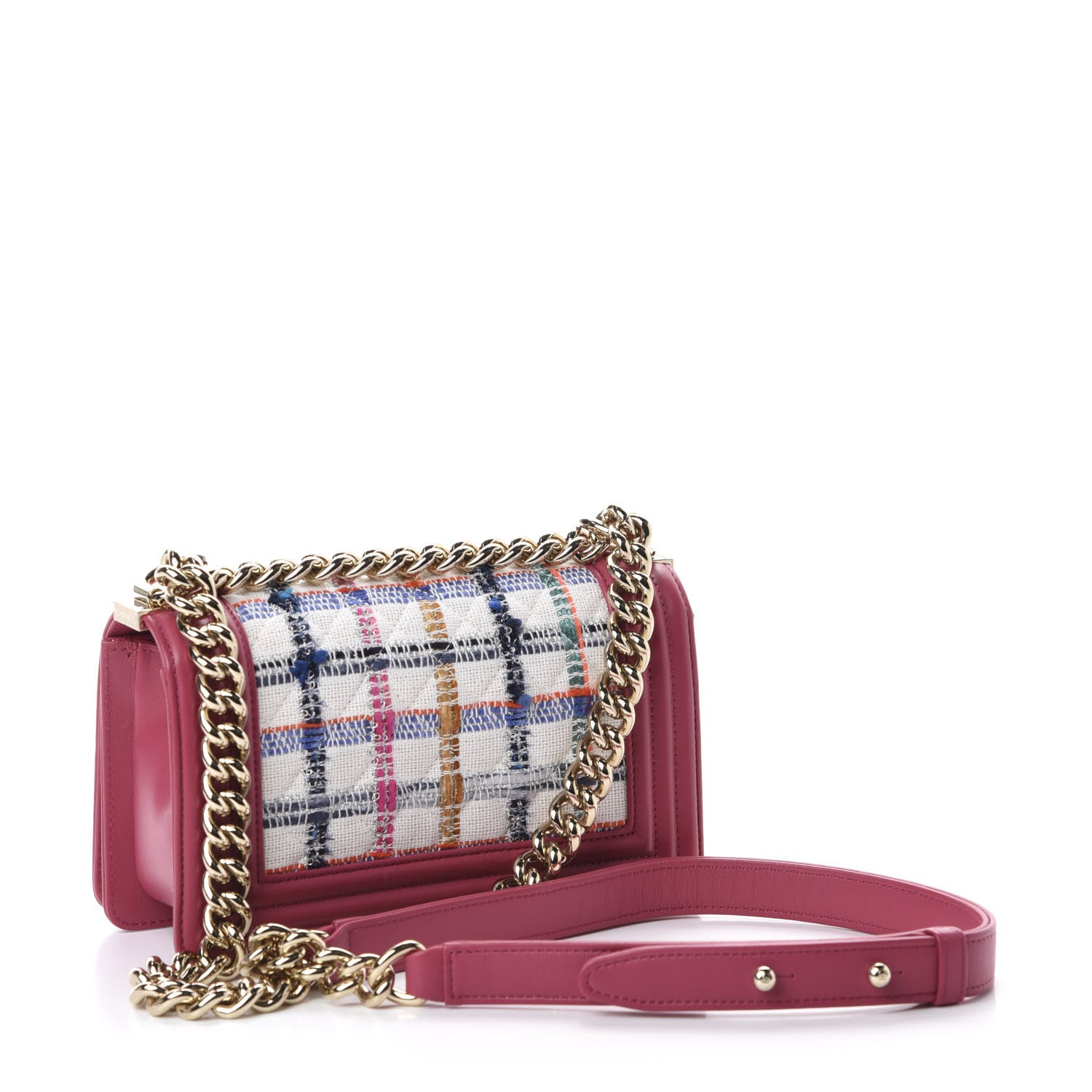 Chanel Lambskin Tweed Quilted Small Boy Flap Dark Pink 3 of 10