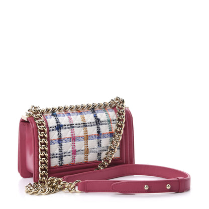 Chanel Lambskin Tweed Quilted Small Boy Flap Dark Pink 3 of 10