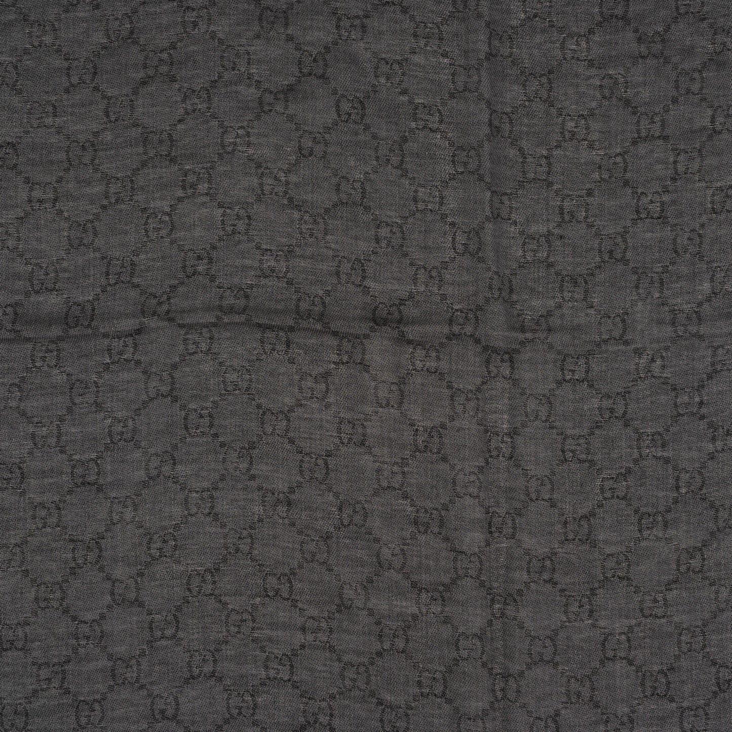 Wool Silk GG Monogram Diamante Plaid Surviee Shawl Graphite Black