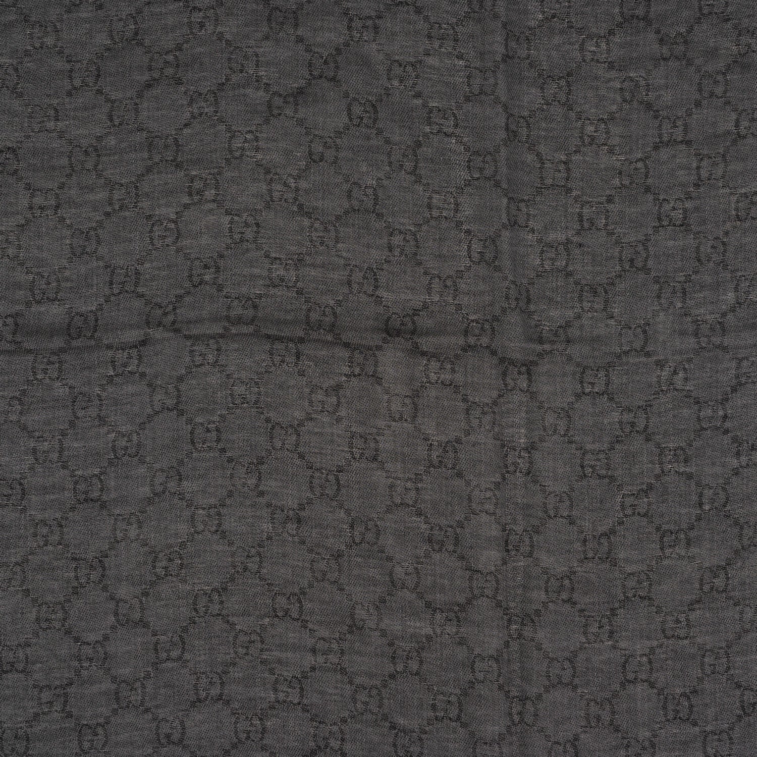 Gucci Wool Silk GG Monogram Diamante Plaid Surviee Shawl Graphite Black 4 of 4