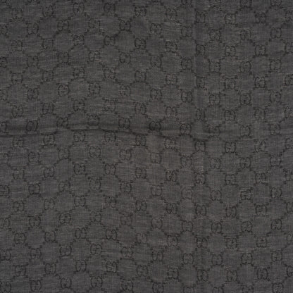 Gucci Wool Silk GG Monogram Diamante Plaid Surviee Shawl Graphite Black 4 of 4