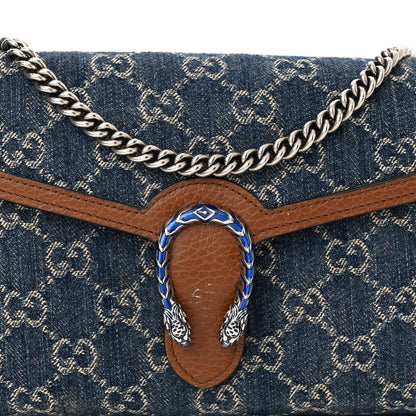 Gucci New Denim GG Monogram Dollar Calfskin Enamel Mini Dionysus Chain Wallet Blue Tea Cuir Epilog Electric Blue 8 of 12