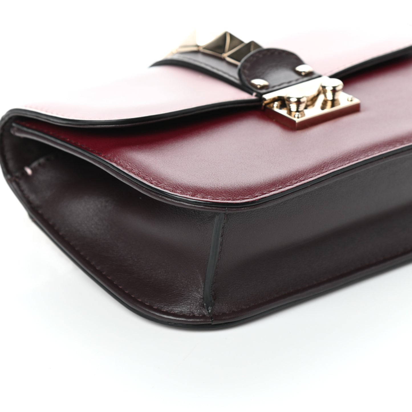 Vitello Small Glam Lock Rockstud Flap Rubin Water Rose Marine