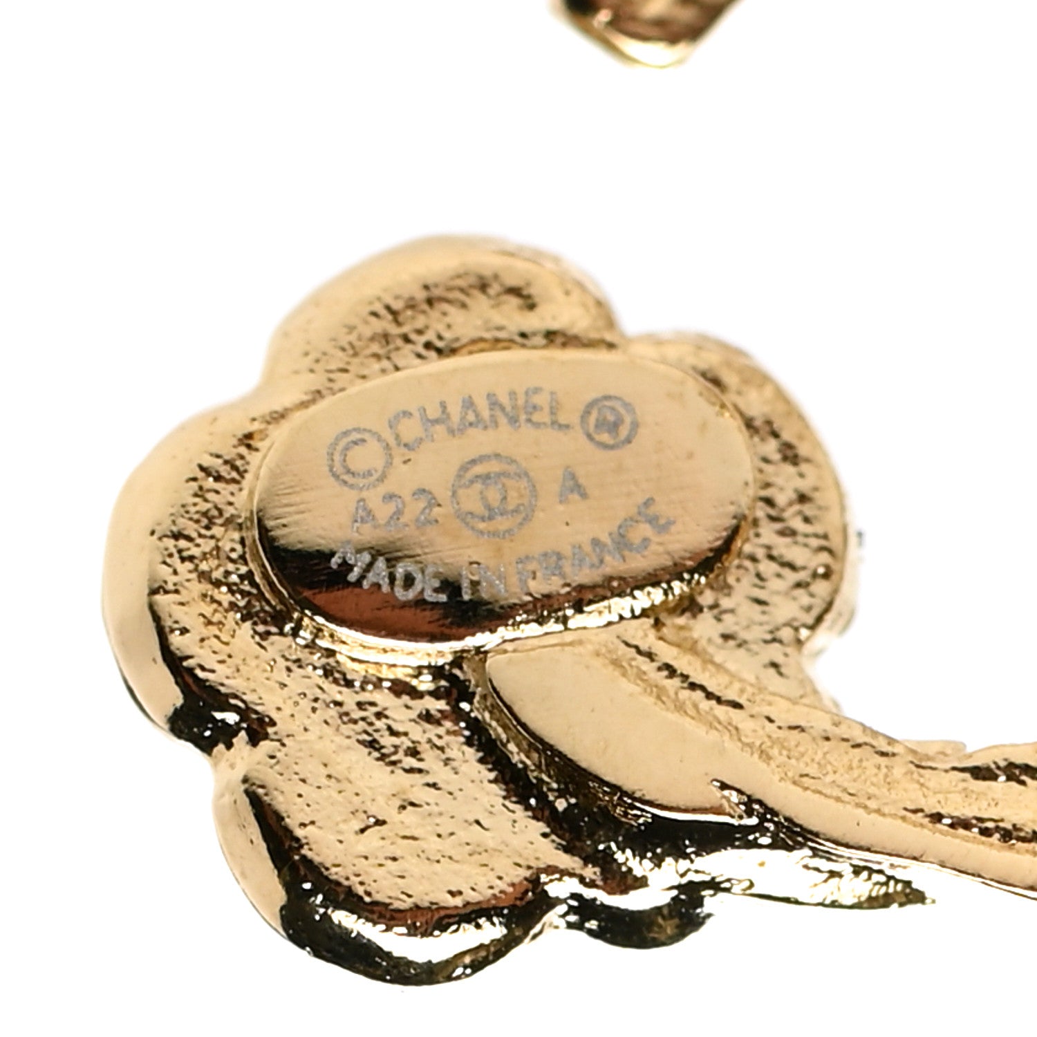 Chanel Metal Camellia CC Earrings Gold 4 of 5