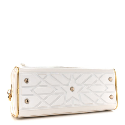 Christian Dior Calfskin Padded Macrocannage Medium Dior Vibe Zip Bowling Bag White Gold 4 of 13